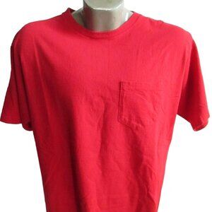 Large Vintage Men's T-Shirt 1990's Basic Editions Red Pocket T-Shirt Large